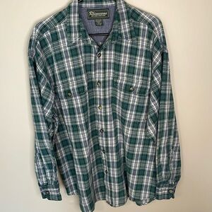 RHINOCEROS Sportswear Mens XL Green Plaid Flannel Long Sleeve Outdoor Workwear